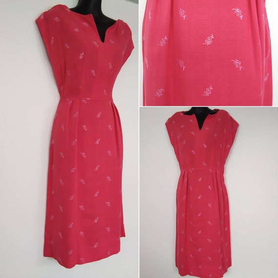 1950s coral wiggle dress