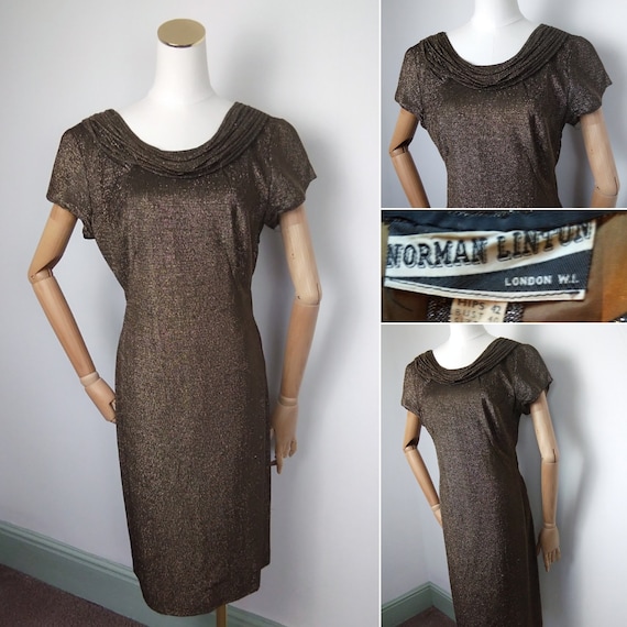 1950s Bronze lame dress
