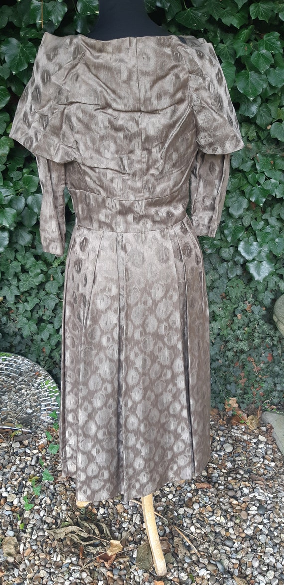 1950s satin brocade shawl collar dress - image 2