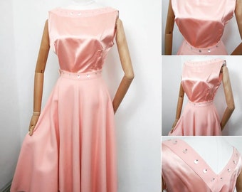 1950s shell pink felt , satin top & skirt