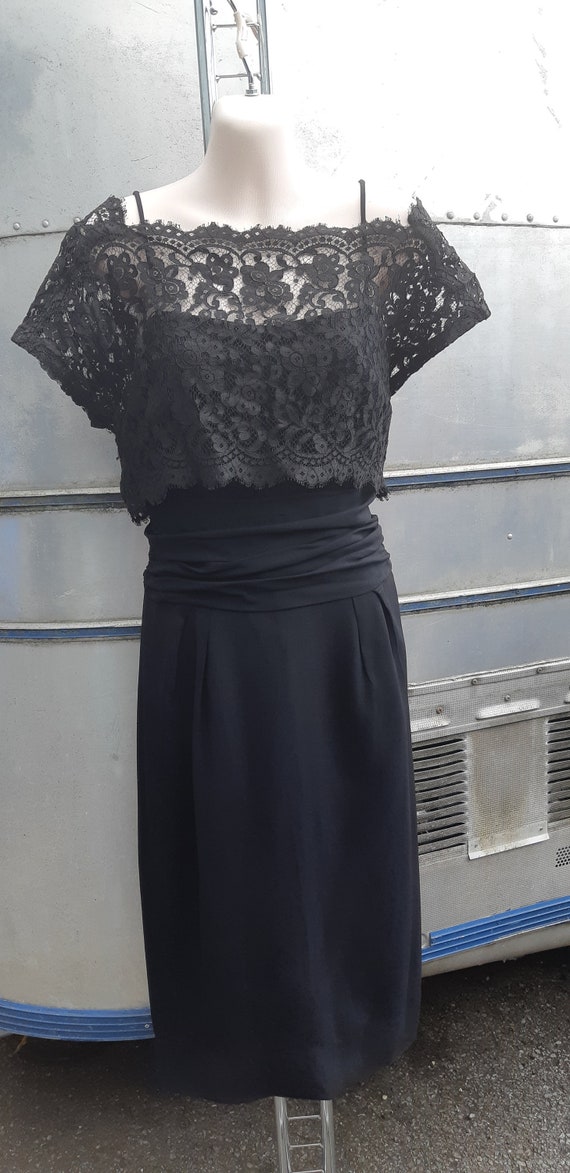 1950s black with lace top wiggle dress