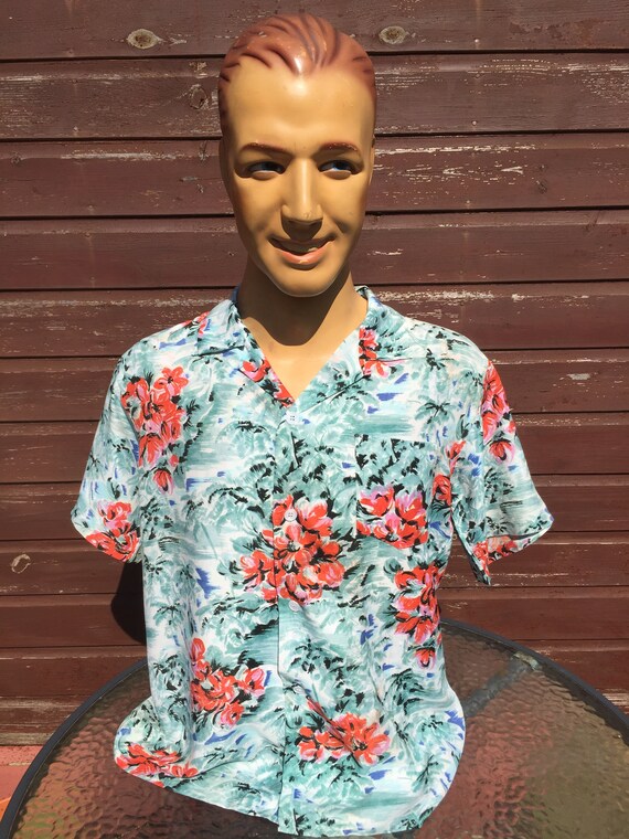 Large vintage rayon Hawaiian shirt by Aloha