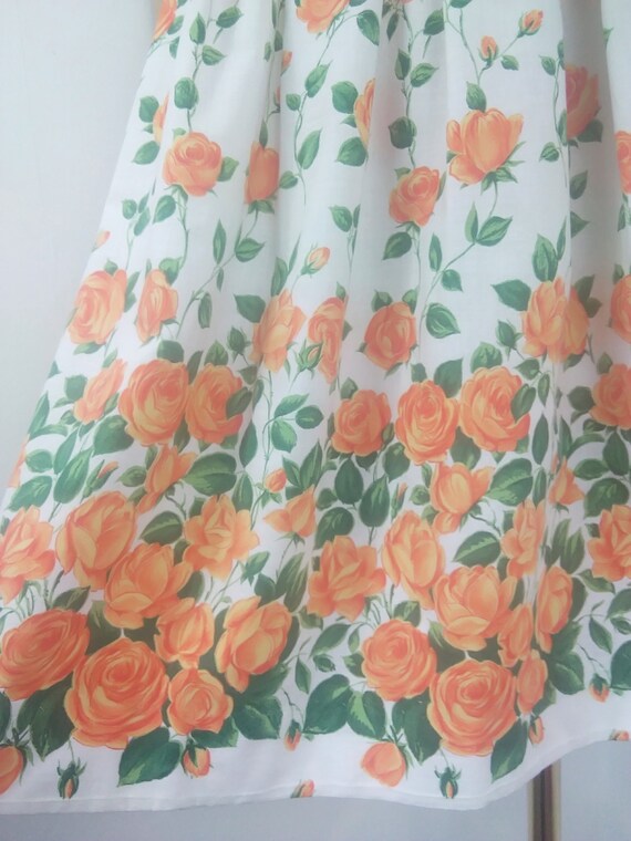 1950s Orange rose print skirt - image 6