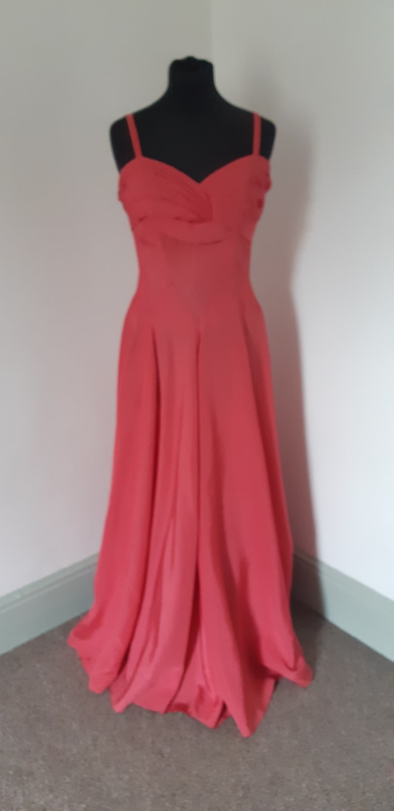 1940s rose pink taffeta dress
