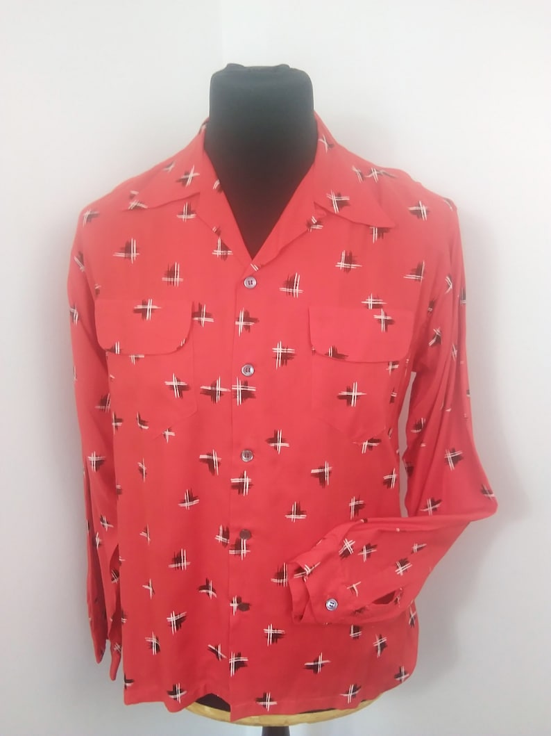 1950s style Atomic print rayon shirt image 2