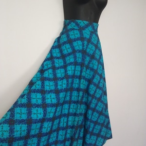 1940s turquoise check skirt