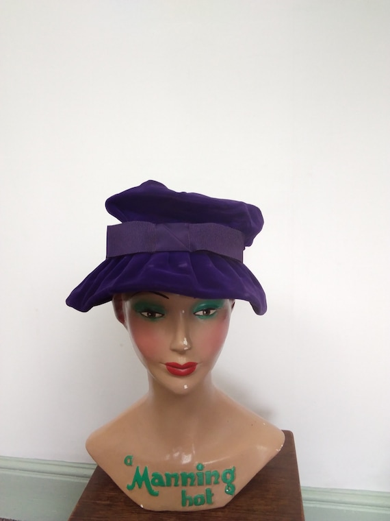 1950s Vintage Purple Velvet Hat - Etsy display picture 1