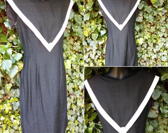 1950s Black and white Silk dress