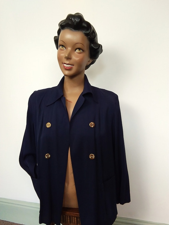 1940s navy Gaberdine swing jacket