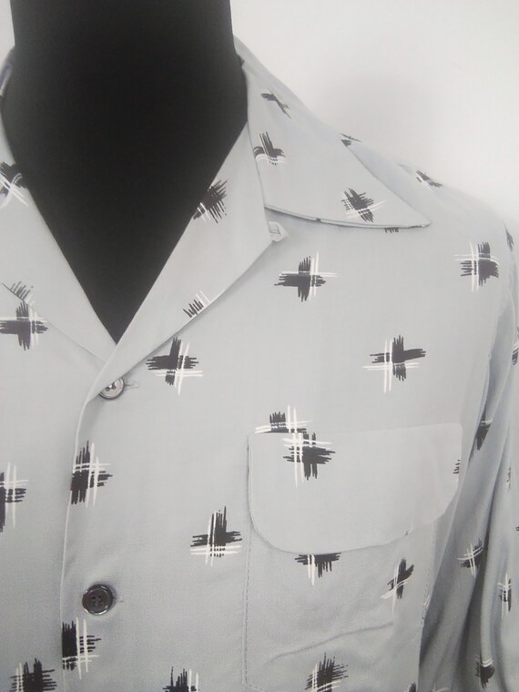 1950s Atomic Style Grey Rayon Shirt - Etsy