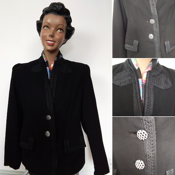 1940s black braid jacket - Gem