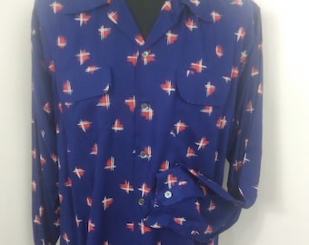 Vintage 1950s Blue Rayon Shirt / PENNEY'S TOWNCRAFT / M - Etsy Canada