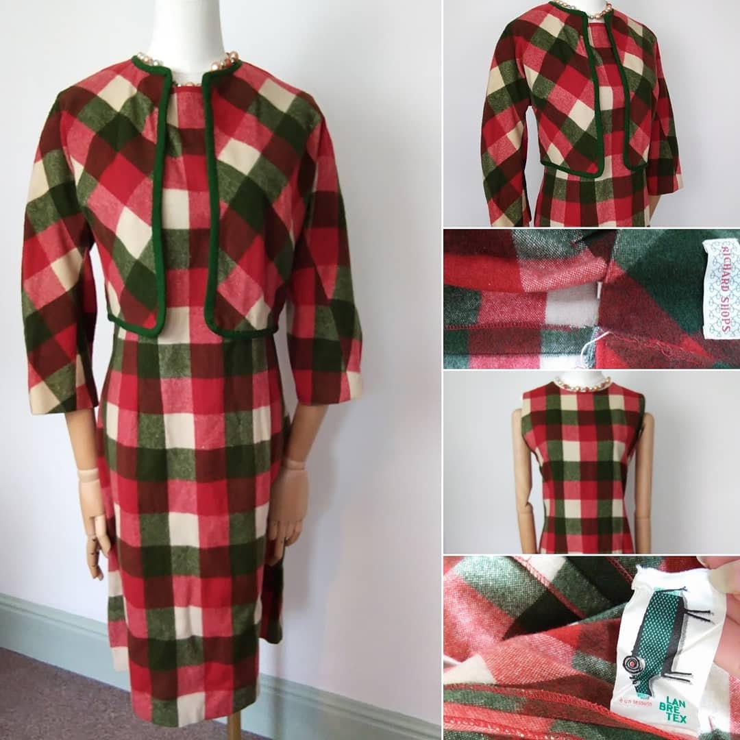 Image of S Red Plaid Pencil Dress & Jacket