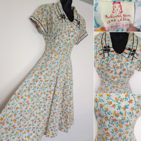 1940s novelty floral dress