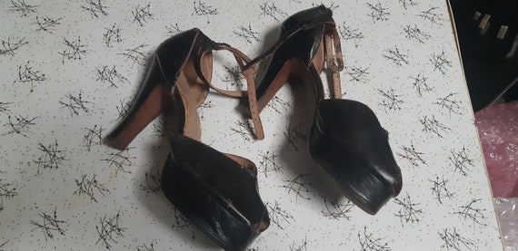 1940s black leather platforms