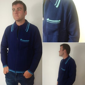 Chaqueta de cárdigan azul deadstock de la década de 1970