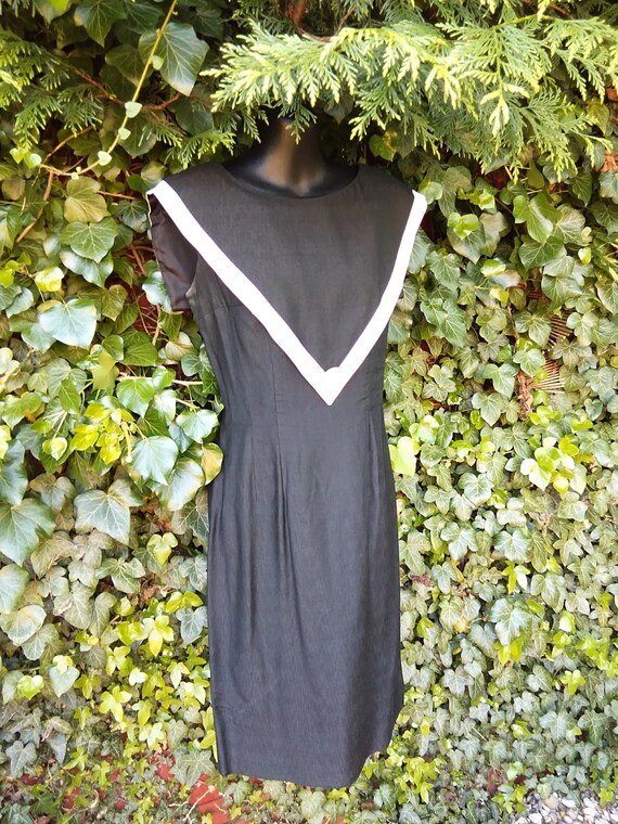 1950s Black and white Silk dress - image 3