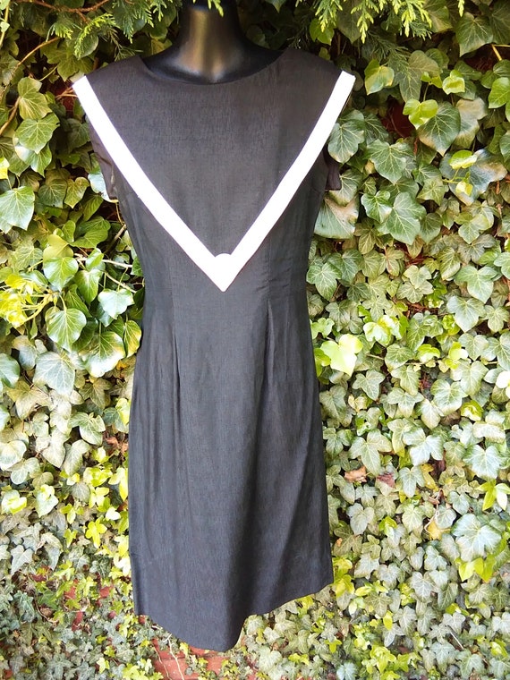 1950s Black and white Silk dress - image 5
