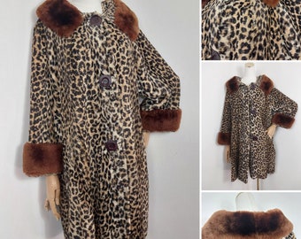 1930s 60s leopard  faux fur coat