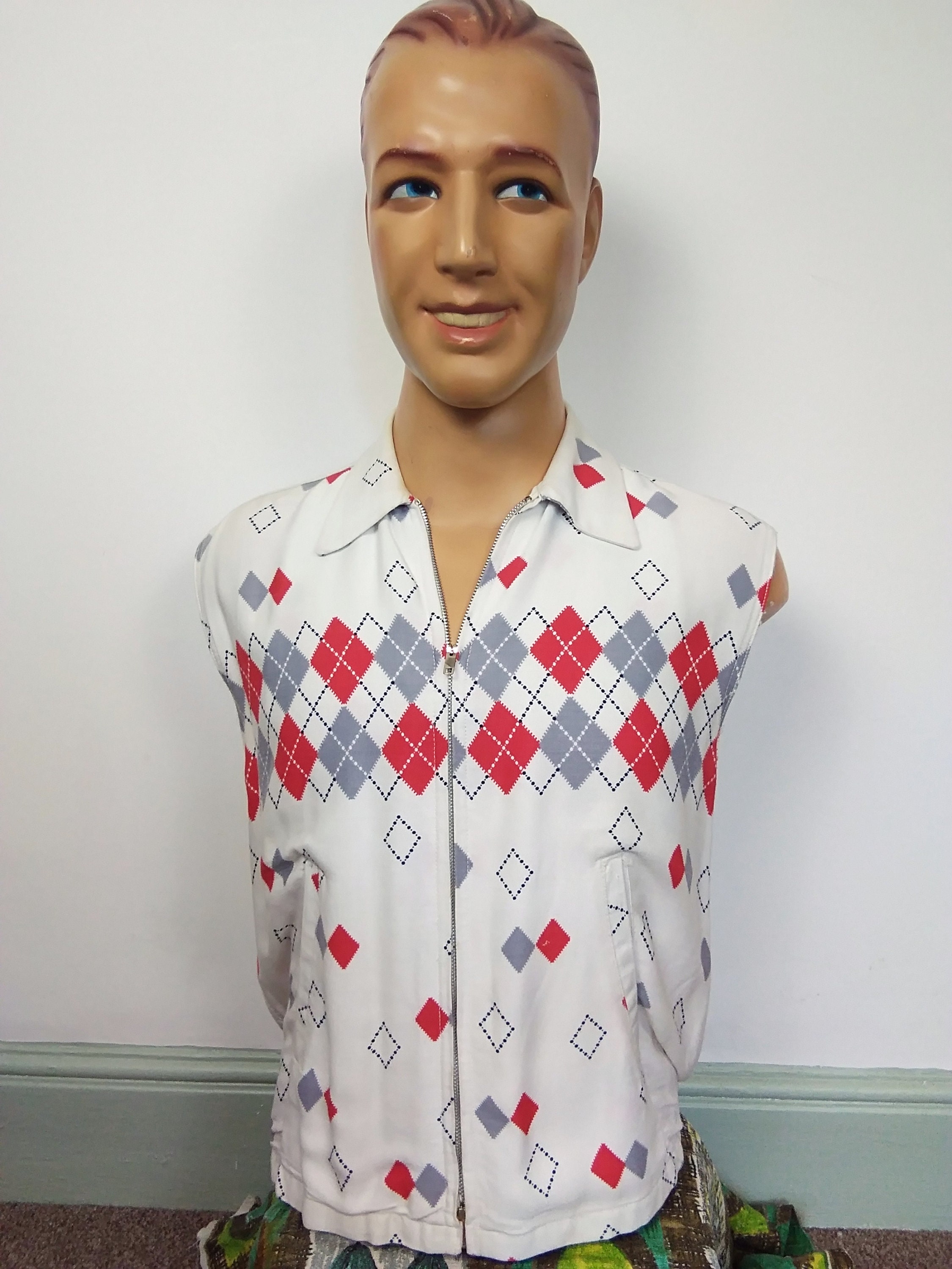 Image of 1950S Diamond Gabardine Cut Off Sleeve Jacket