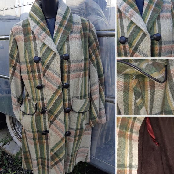 1950s green plaid coat