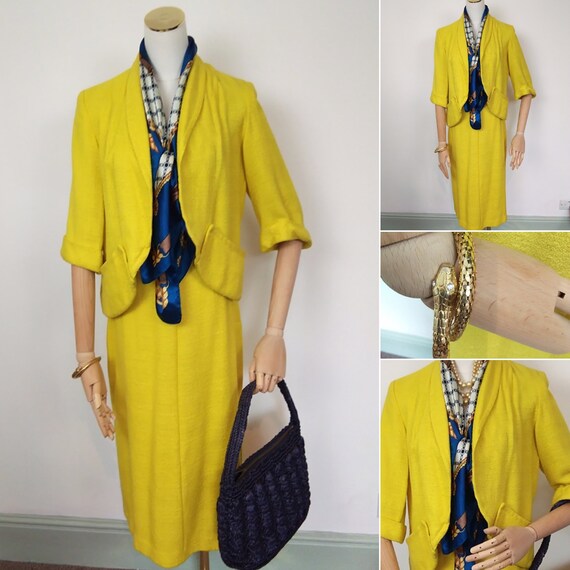 1950s Chartreuse linen suit