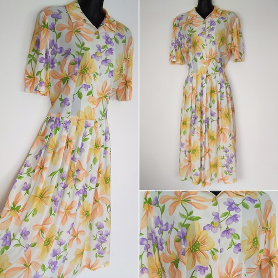 1940s novelty floral print dress