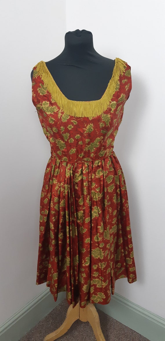 1950s Satin fringe dress
