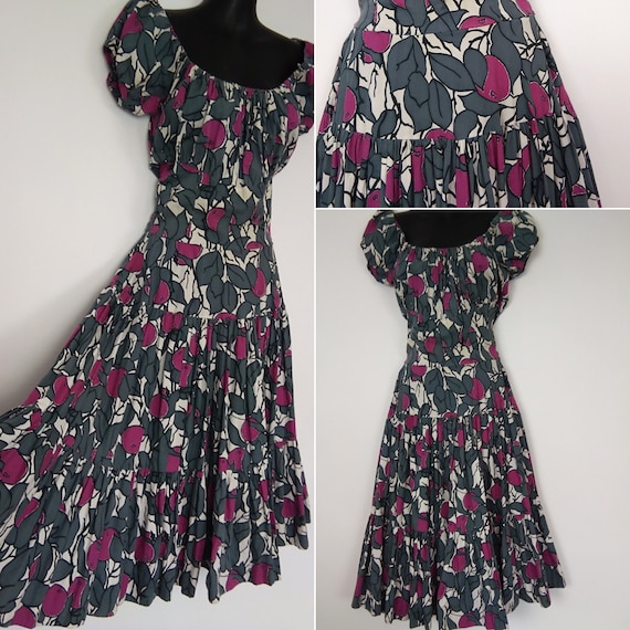 1950s Gypsy grey and pink dress