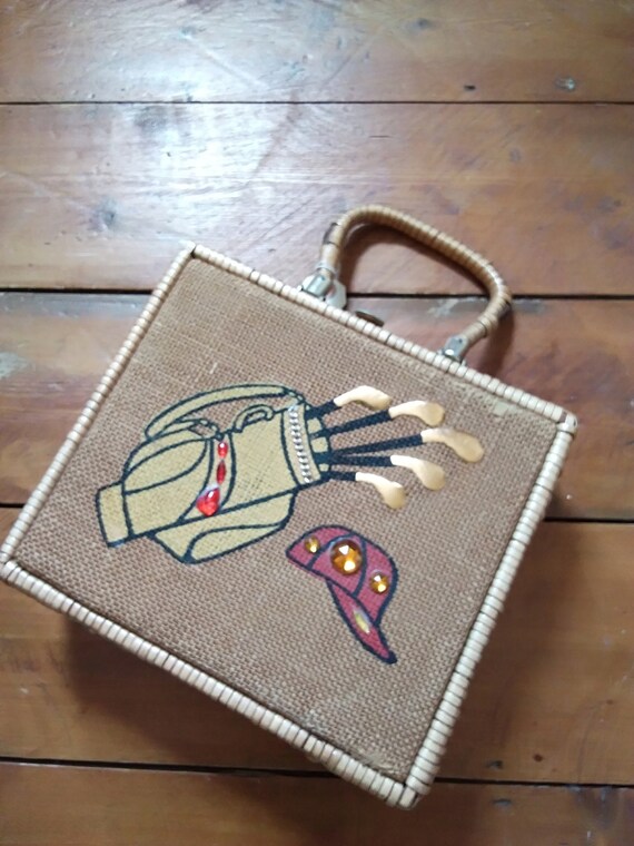 1950s golfing wicker bag