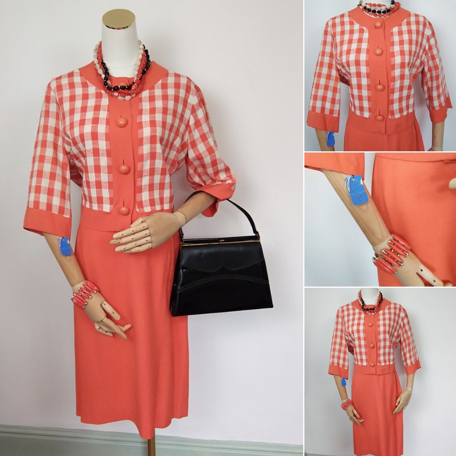 Image of 1950S Deadstock Orange Check Suit