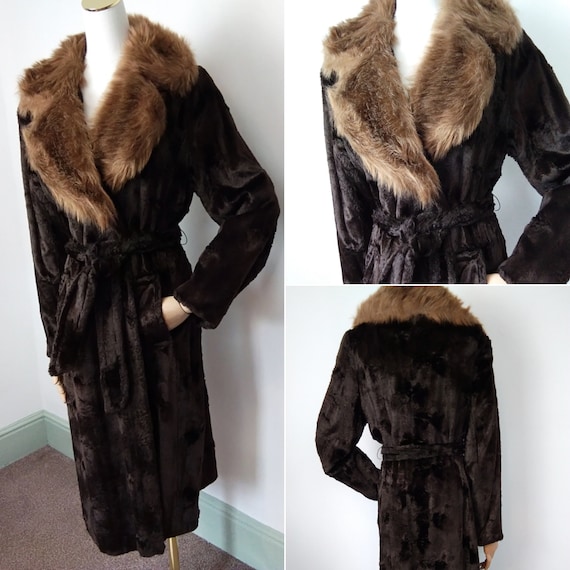 Vintage coat 70s does 30s wrap faux fur coat
