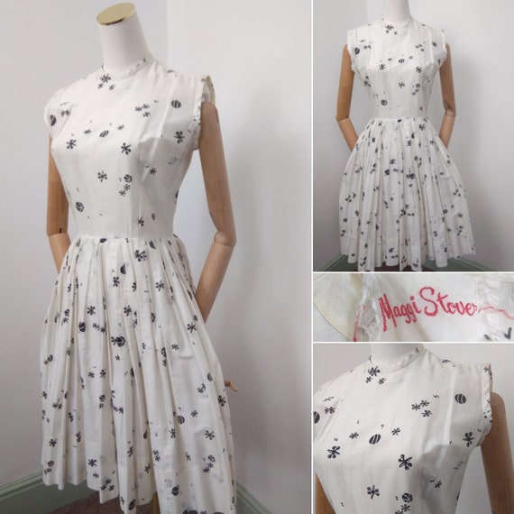 1950s Novelty print bowling dress