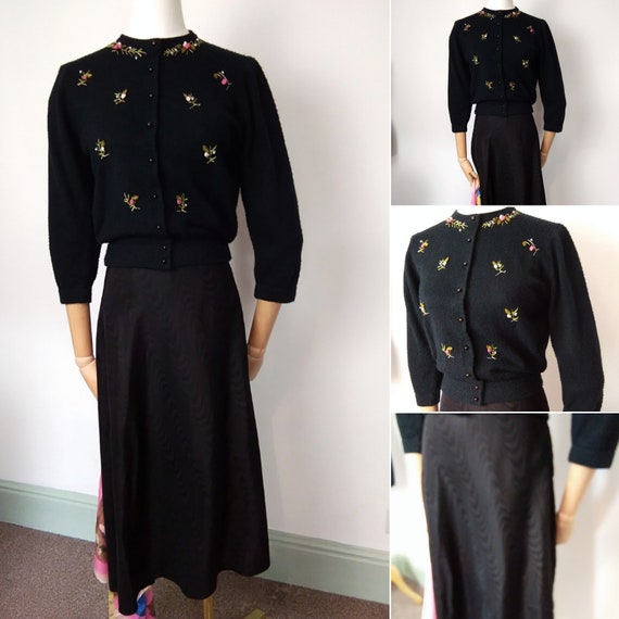 1940s /50s black satin taffeta skirt