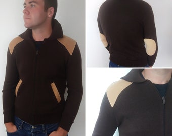 1970s deadstock brown knitted cardigan
