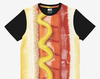 Hot Dog Unisex All Over Fotodruck Essen Kostüm T-Shirt