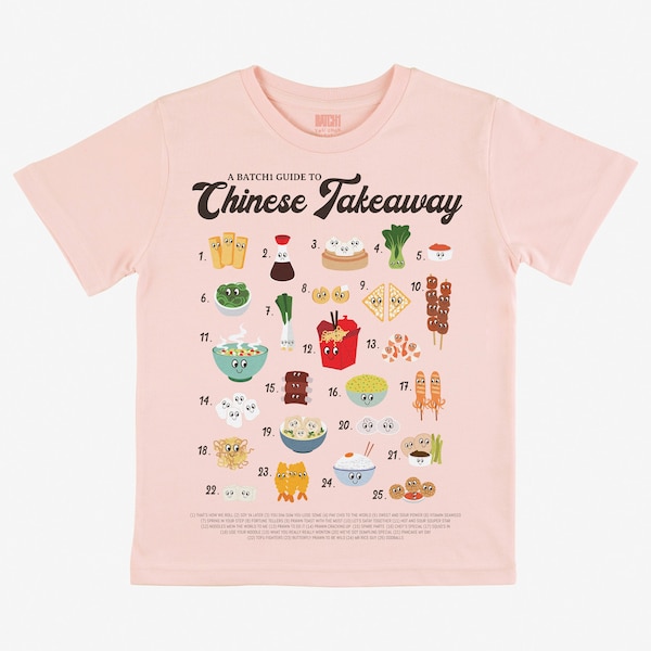 Chinese Takeaway Guide Kids’ T-Shirt in Peach