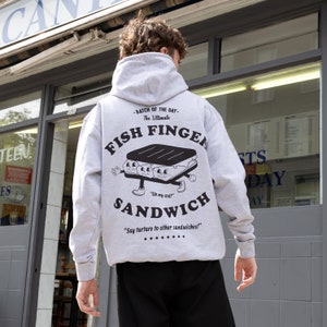 Fish Finger Sandwich Unisex Graphic Hoodie In Grey