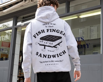 Fish Finger Sandwich Unisex Graphic Hoodie In Grey
