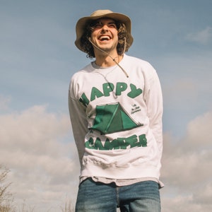 Happy Camper Herren Spruch Sweatshirt