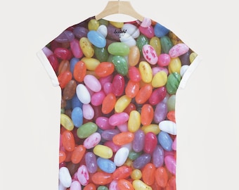 Jelly Beans All Over Photo Print Unisex Candy Sweets Food Fashion T-Shirt