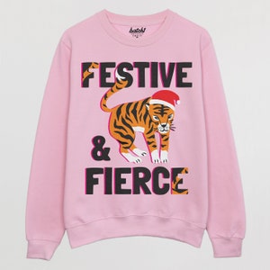 Festive and Fierce Women's Christmas Jumper Pink