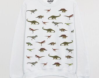 Dinosaurier All Over Print T-Shirt – Buntes Retro Produktbild-Vorschau 7