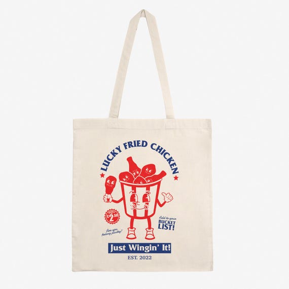 Lucky Fried Chicken Printed Graphic Tote Bag