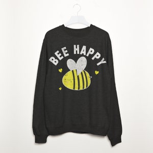 Bee Happy Women's Slogan Sweatshirt Black