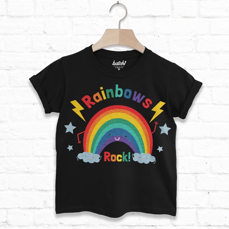 Rainbows Rock Children's Slogan T Shirt Etsy UK