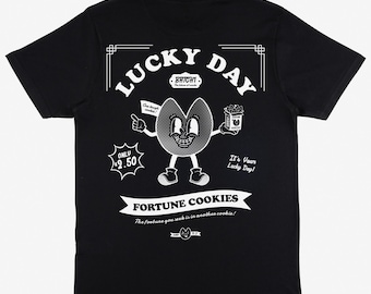 Lucky Day Fortune Cookie Graphic Unisex T-Shirt in Black