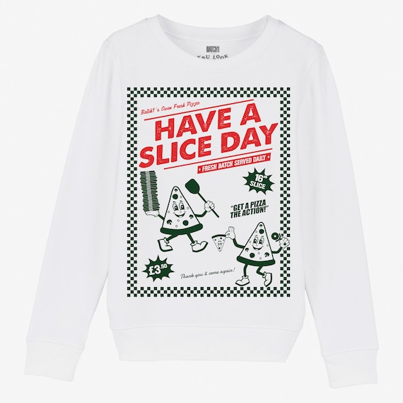 Avere una felpa bianca per pizza per bambini Slice Day Italia