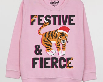 Festive and Fierce Children&#39;s Christmas Jumper