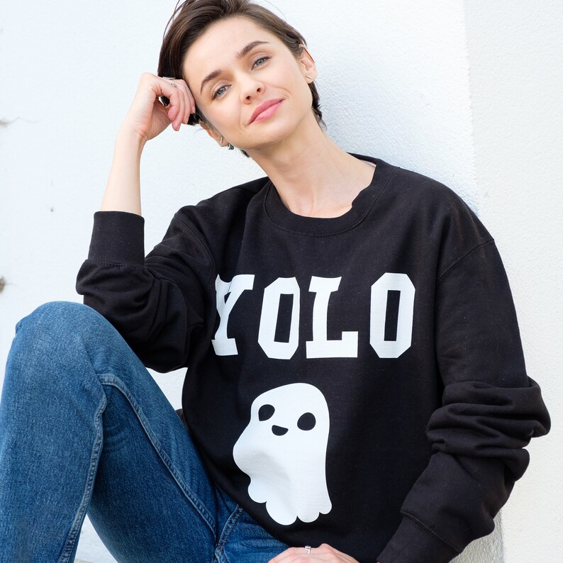 You Only Live Once Ghost Womens Halloween Sweatshirt image 1